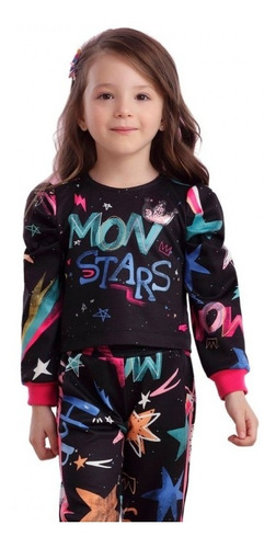 Imagem 2 de 3 de Conjunto Infantil Preto Mon Sucré Sonho Estrelado 20024