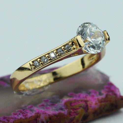 Imagen 4 de 9 de Anillos Compromiso Oro 18k Mujer Regalo Mama Elegante Joyas