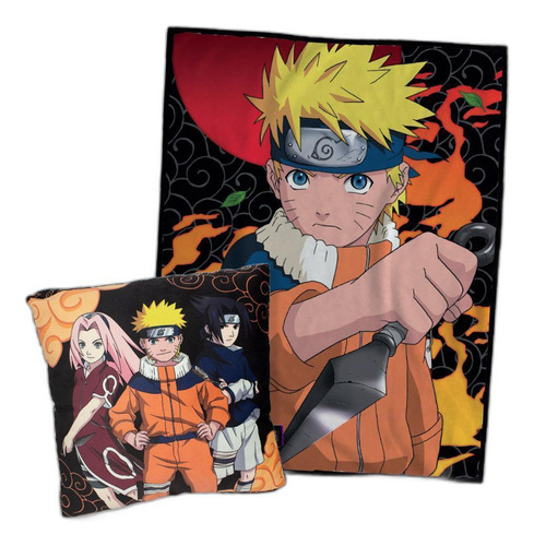 Kit Almofada Com Manta Super Macia Naruto
