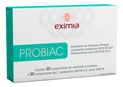 Suplemento Vitamínico E Mineral Exímia Probiac 30 Comprimido Sem Sabor