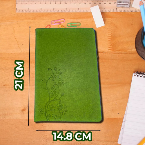 Cuaderno Libreta Agenda Acolchada Textura 120 Hojas Rayadas Color Verde Ele-Gate