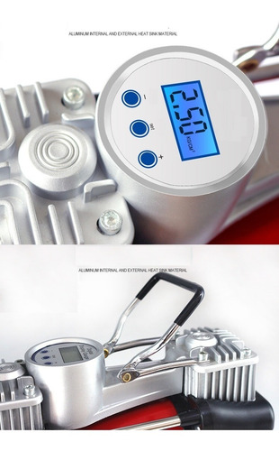 Imagen 1 de 9 de Compresor Inflador Reforzado 2piston 12v Luz Led 4x4 Digital