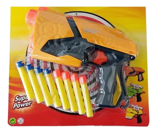 Pistola de Brinquedo Lança Dardos Amarela Supershot Nerf