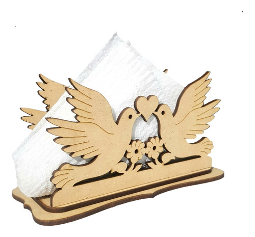 Servilleteros Para Bodas Con Forma De Novios 6pz De Mdf M6 Palomas Con Flores