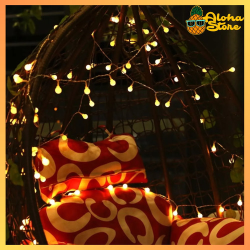 Guirnalda Deco Luces Bolita A Pila Calidas Kermese Navidad Luces Amarillo
