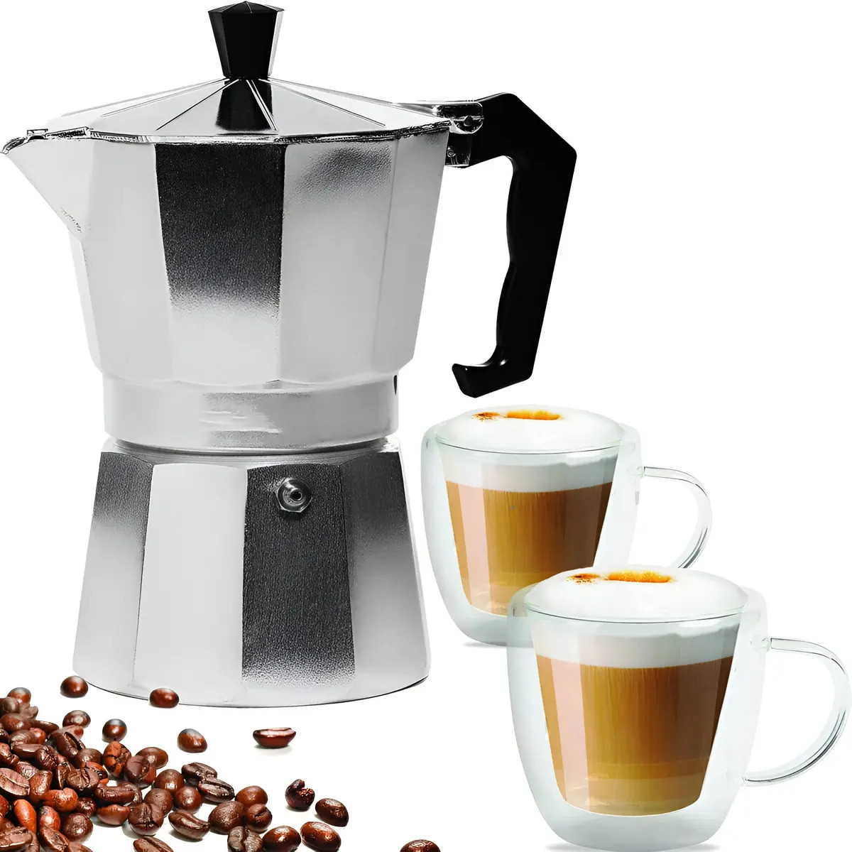 Cafetera Italiana Manual Espresso Mocha Aluminio 300ml 17019 Plateado