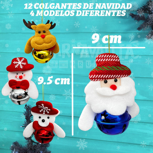 Mox 12 Cascabeles Muñecos Navideños Adorno Fieltro Navidad