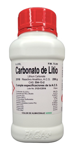 Carbonato De Litio R. A. De 250g  Fagalab 
