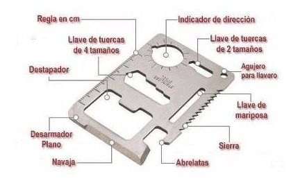 Imagen 7 de 8 de Tarjeta Supervivencia Acero Inoxidable 11 Funciones X 10