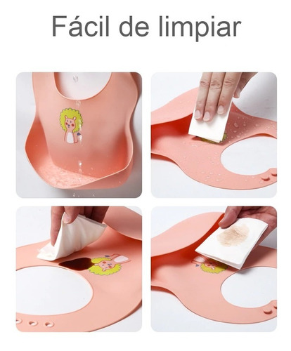 Imagen 6 de 9 de Babero Silicón Impermeable Ecológico Con Caritas Para Bebe