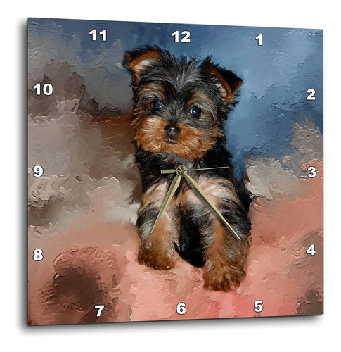 3drose Dpp_3868_3 Reloj De Pared Para Cachorros Yorkie De Ju