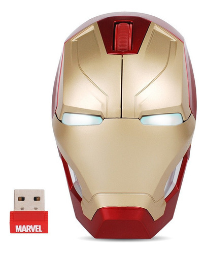 Mouse Óptico Inalámbrico Iron Man Mk46 Con Ojos Led