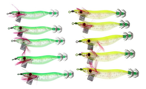 10pcs 2 Colores Luminous Squid Jigs Señuelos