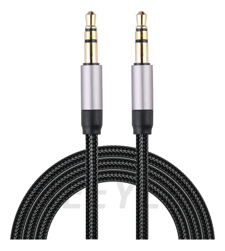 Cable Auxiliar 3.5mm Macho A Macho Alta Fidelidad Chapa Oro 2 Metros Color Negro JEEYEE, Para Todos Los Dispositivos Con Puerto Auxiliar Estándar De 3.5 Mm
