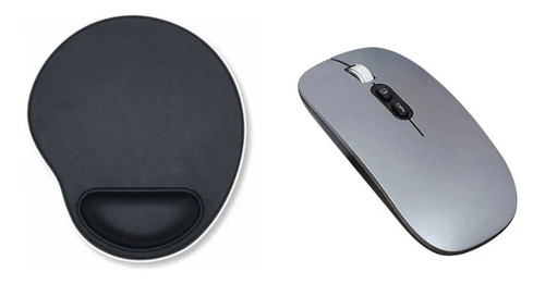 Mouse Recarregável Silencioso + Mouse Pad Para Notebook Dell Cor Cinza