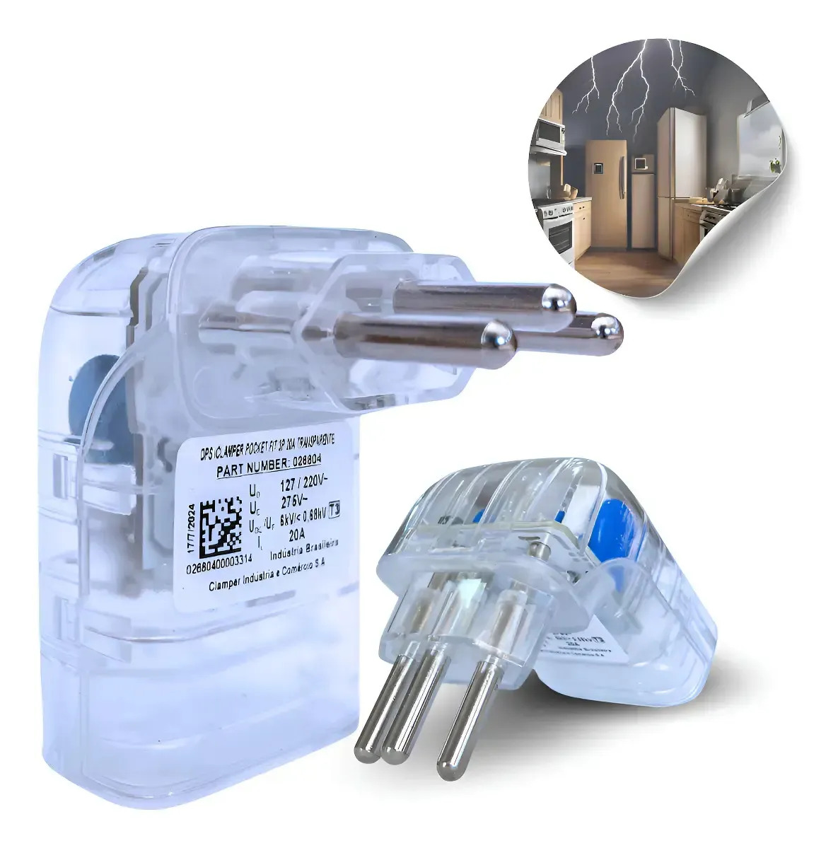 Dps Pocket Fit 3 Pinos 20a Protetor Elétrico Surtos Clamper