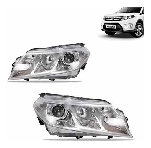 Par Farol Vitara 2016 2017 18 19 Elétrico Com Motor Cromado