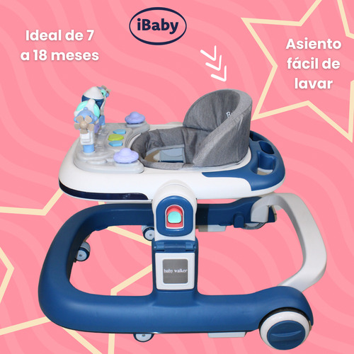 Andadera Caminadora Ibaby Nave Espacial 2en 1 Luces Y Sonido Azul