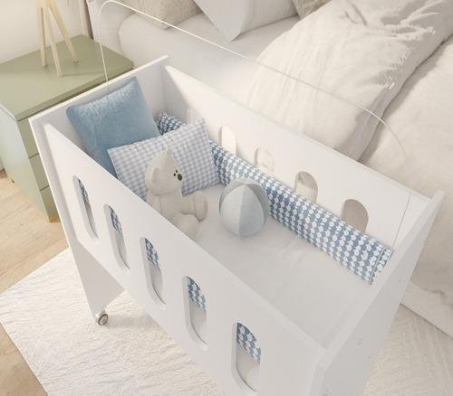 Neloja Berço Moises Multifuncional Kids Para Quarto Do Bebê Com Rodizios Para Meninos E Meninas Mini Moderno Com Colchão Cor Branco