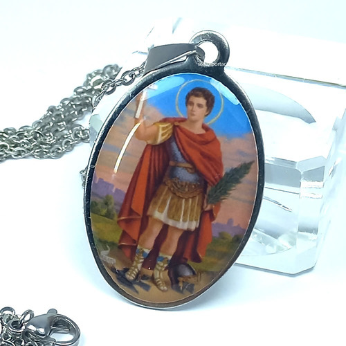 Imagen 3 de 7 de Medalla San Expedito /color + Consagrado ++ Acero + Cadena