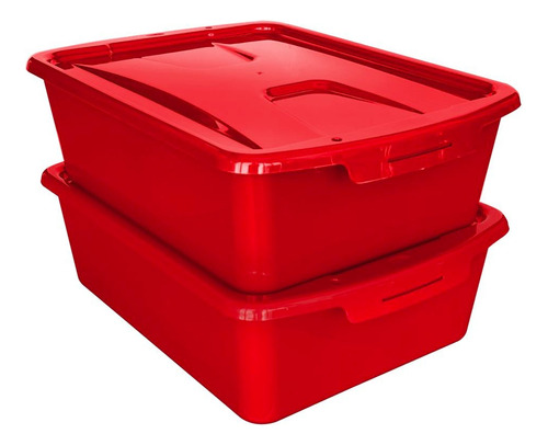 2 Cajas Organizadoras Multiusos 23l Rojo