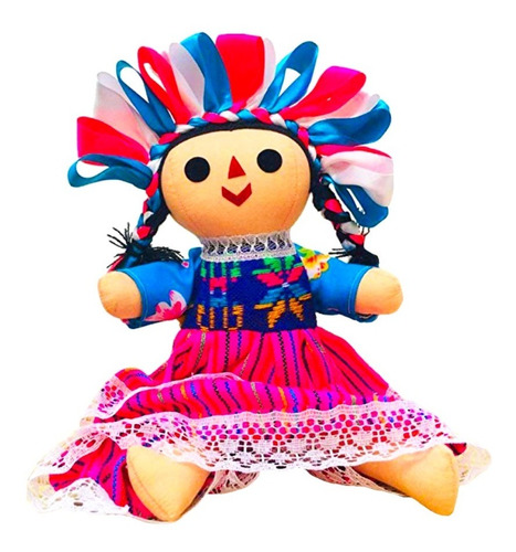 Muñeca Trapo Maria Lele Queretana Artesanal 28 Cm Mexicana