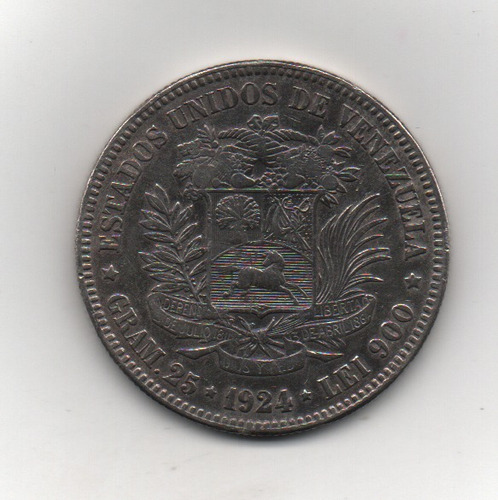 Moneda De 5 Bs Fuerte 1924
