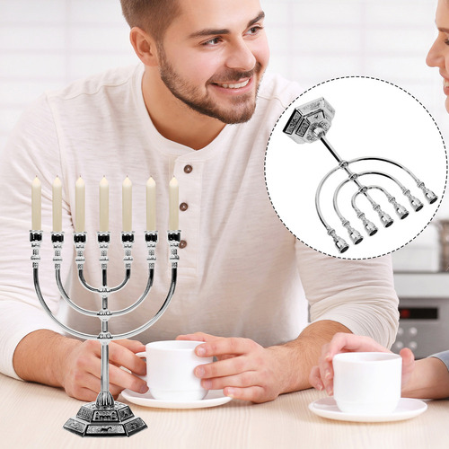 Candelabro Judaico Com Sete Menorás, Presente De 7 Braços