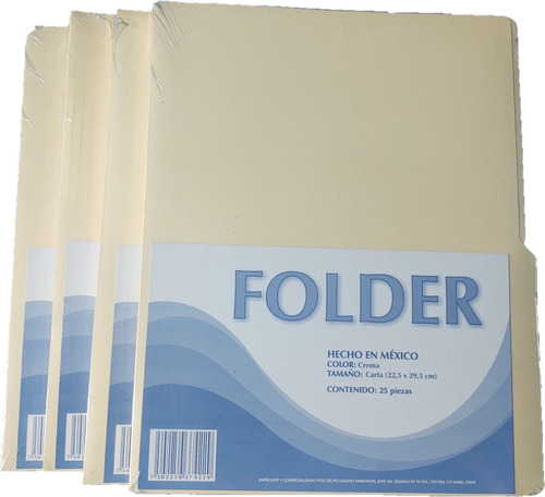Folder Carta Color Crema - Paquete De 100 Piezas