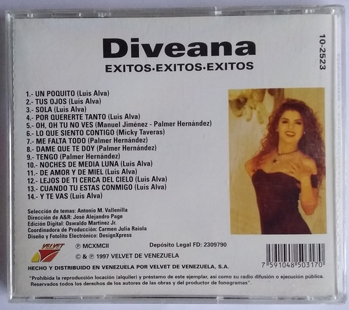Diveana. Exitos. Cd Original, Usado