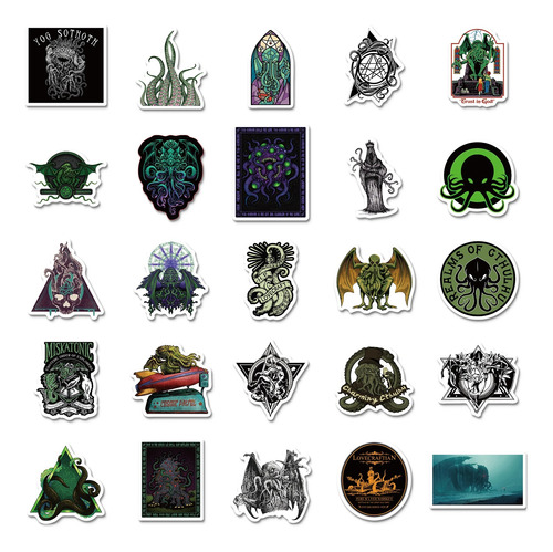 Libros Lovecraft 50 Calcomanias Stickers Vinil Pvc Vs Agua