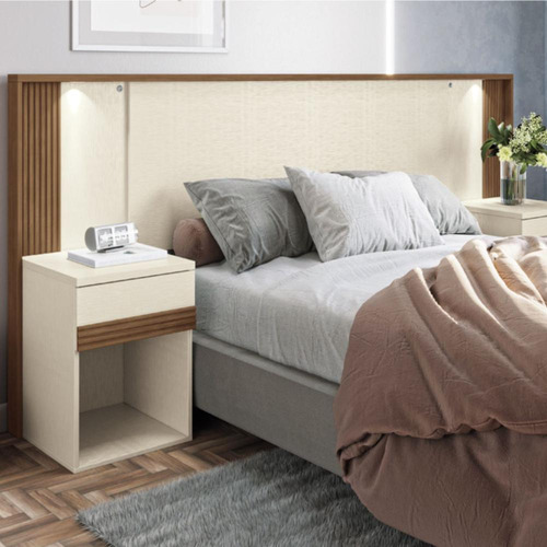 Jogo De Quarto Casah Conjunto Quarto Marrom-claro Inclui 3 Peças - Com Cama Clássica Casal E