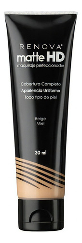 Base de maquillaje lĂquida Renova Perfeccionador Matte HD Matte HD tono beige miel - 30mL 30g