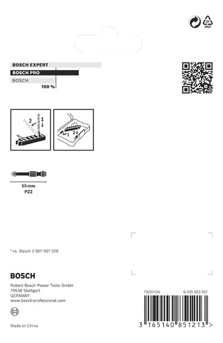 Bosch Pro Pozidriv Impact Punta Pz2 55mm 8 Uds