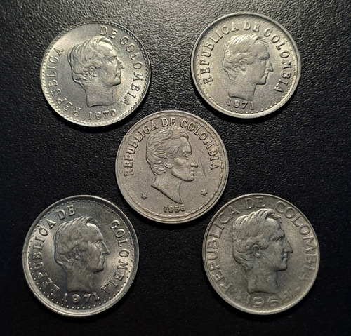 Colombia Lote X 5 Monedas 20 Centavos Incluye 20 Ctvs 1971. 