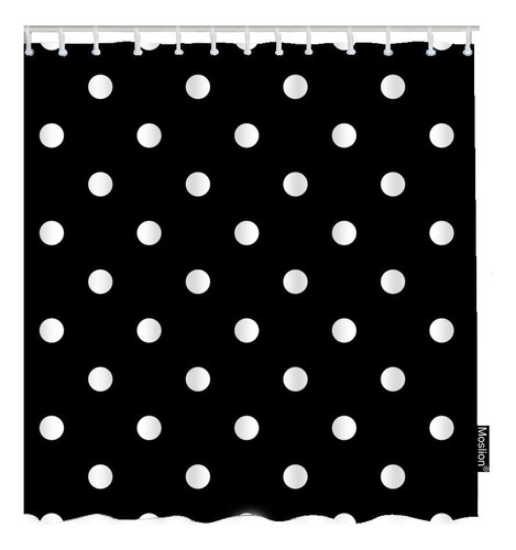 Polka Dot Cortinas De Ducha Vintage Negro Blanco Spot D...