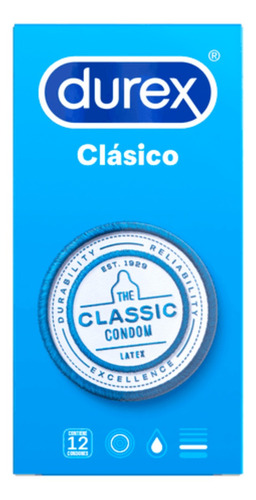 Durex Clasico Condones Preservativos 12 Unidades