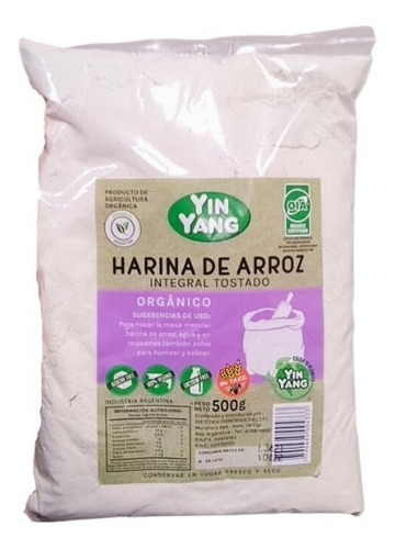 Harina De Arroz Integral Org Tost Yin Yang X 500 G Sin Tacc