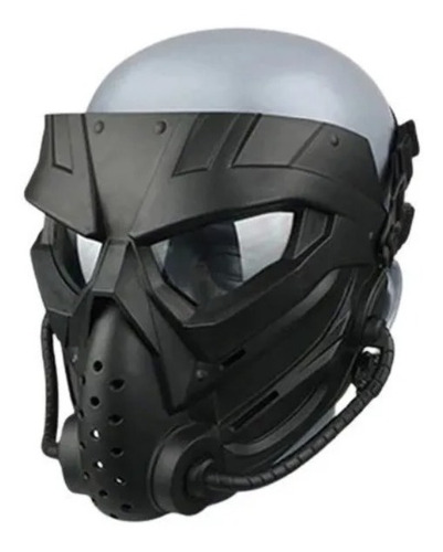 Careta Táctica Completa Con Goggles Protectores Gotcha E07 Color Negro Mica Transparente