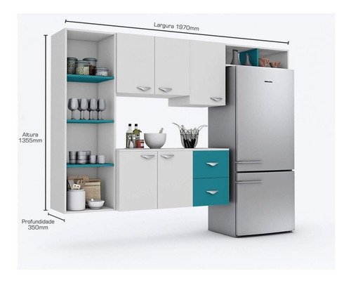 Imagem 3 de 4 de Amário De Cozinha Compacta 4 Peças 5 Portas Anabela Ej