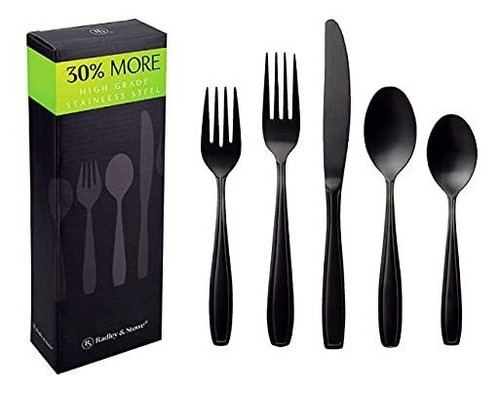 Radley & Stowe 20-piece Matte Black Silverware Set, Service 