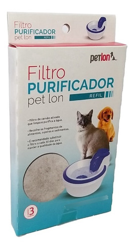 Filtro Refil Fonte Petlon Bebedouro Gatos Cães 3 Unidades