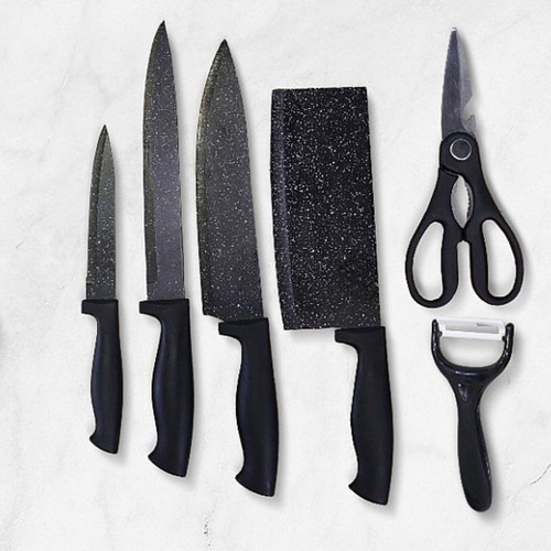 Kit Faqueiro 6 Peças Preto Aço Inox Para Cozinha E Churras
