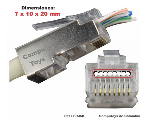 Imagen 3 de 6 de Plug Rj45 Ponchado Patch Cord Lan Ref: Prj50 Computoys Sas