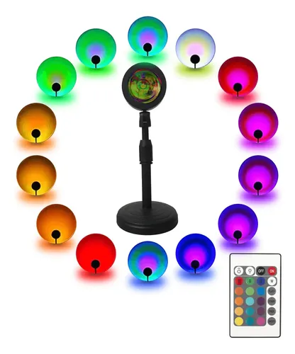 Lampara Velador Proyector Atardecer Rgb 360º SPICA SOL-20 Sunset Usb Control Color Negro