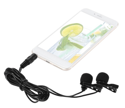 Microfone Celular Duplo Youtuber Lapela Android iPhone