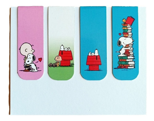 Imagem 2 de 7 de Marcador De Página Magnético Kit 4 Marcadores Snoopy