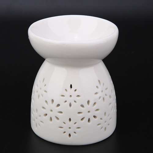 Rnow porcelana Galsang Flower Quemador de aceites esenciales de porcelana con agujero para velas. Large