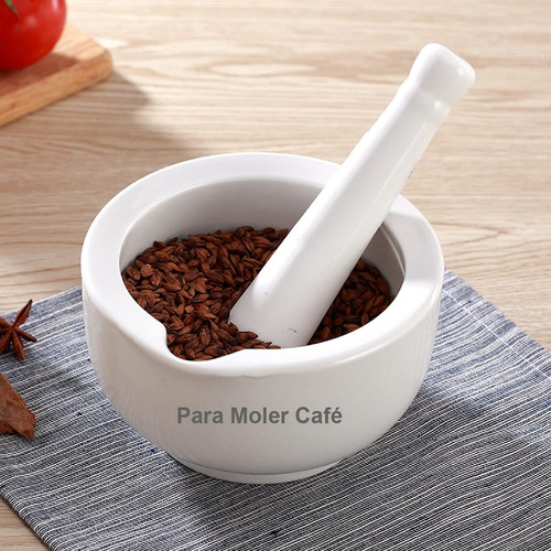 Mortero Para Cocina Porcelana 50mm Con Pilon Blanco