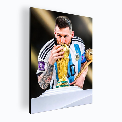 Cuadro Decorativo Mural Poster Messi Copa Mundial 60x84 Mdf